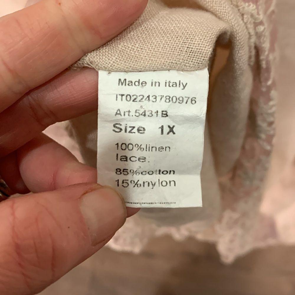 Stella Martini made in Italy 100% linen 1X feminine pink lace size 1X - Picture 6 of 7